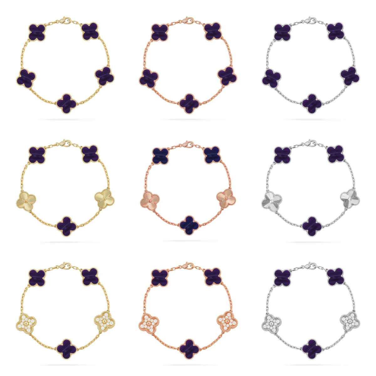 [Lira Jewelry]CLOVER 5 MOTIF PURPLE STRIPES BRACELET COLLECTION