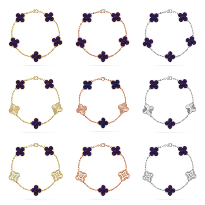 [Lira Jewelry]CLOVER 5 MOTIF PURPLE STRIPES BRACELET COLLECTION