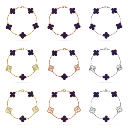 [Lira Jewelry]CLOVER 5 MOTIF PURPLE STRIPES BRACELET COLLECTION