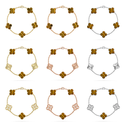 [Lira Jewelry] CLOVER 5 MOTIFS TIGER EYE BRACELET COLLECTION