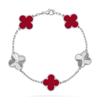 [Lira Jewelry] CLOVER 5 MOTIF RED CORNELIAN BRACELET COLLECTION