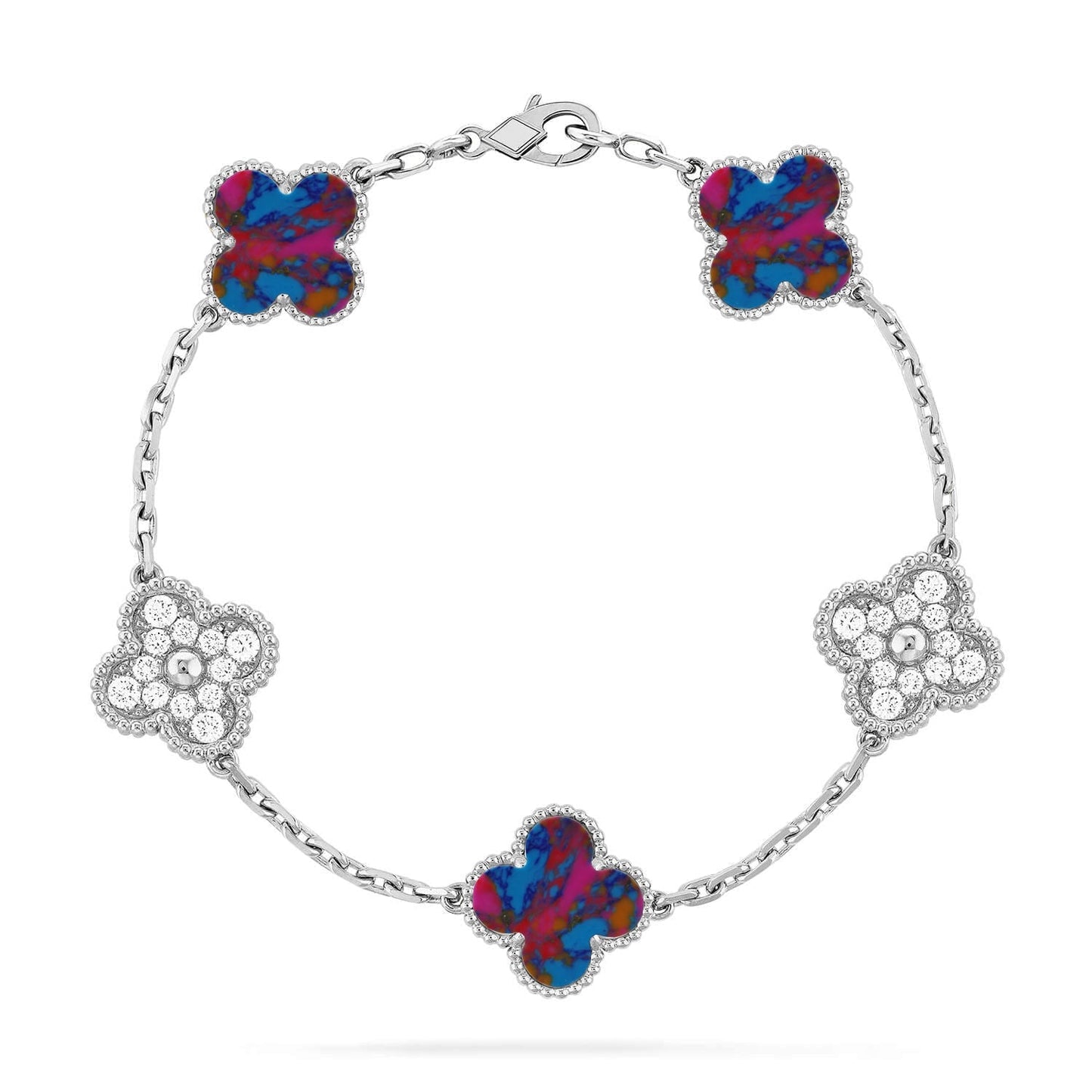 [Lira Jewelry]CLOVER 5 MOTIF COLOR GEMSTONES BRACELET COLLECTION