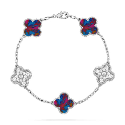 [Lira Jewelry]CLOVER 5 MOTIF COLOR GEMSTONES BRACELET COLLECTION