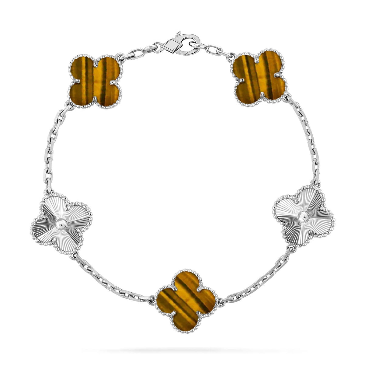 [Lira Jewelry] CLOVER 5 MOTIFS TIGER EYE BRACELET COLLECTION