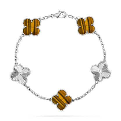 [Lira Jewelry] CLOVER 5 MOTIFS TIGER EYE BRACELET COLLECTION