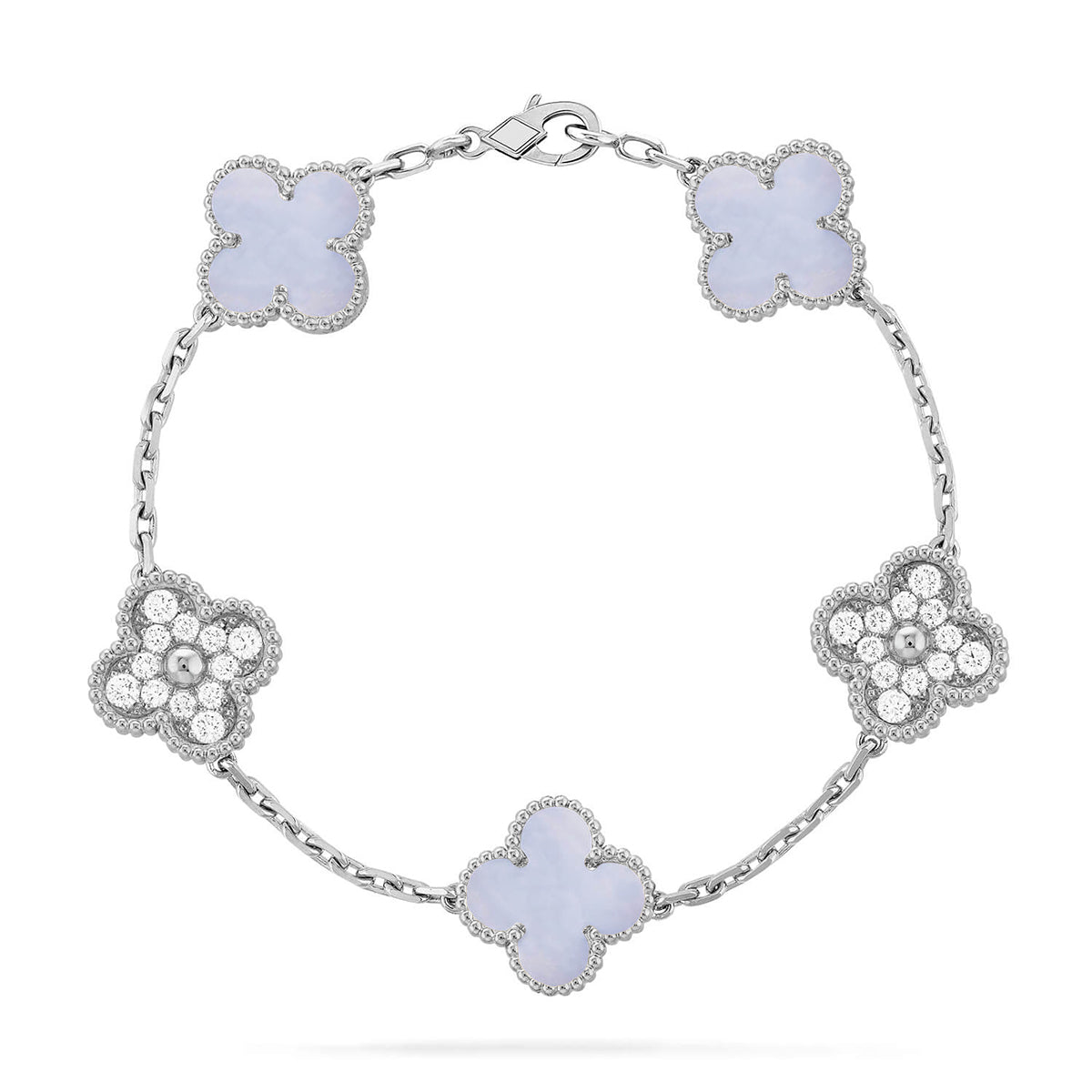 [Lira Jewelry] CLOVER 5 MOTIF PURPLE CHALCEDONY BRACELET COLLECTION