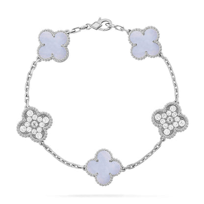 [Lira Jewelry] CLOVER 5 MOTIF PURPLE CHALCEDONY BRACELET COLLECTION