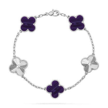 [Lira Jewelry]CLOVER 5 MOTIF PURPLE STRIPES BRACELET COLLECTION