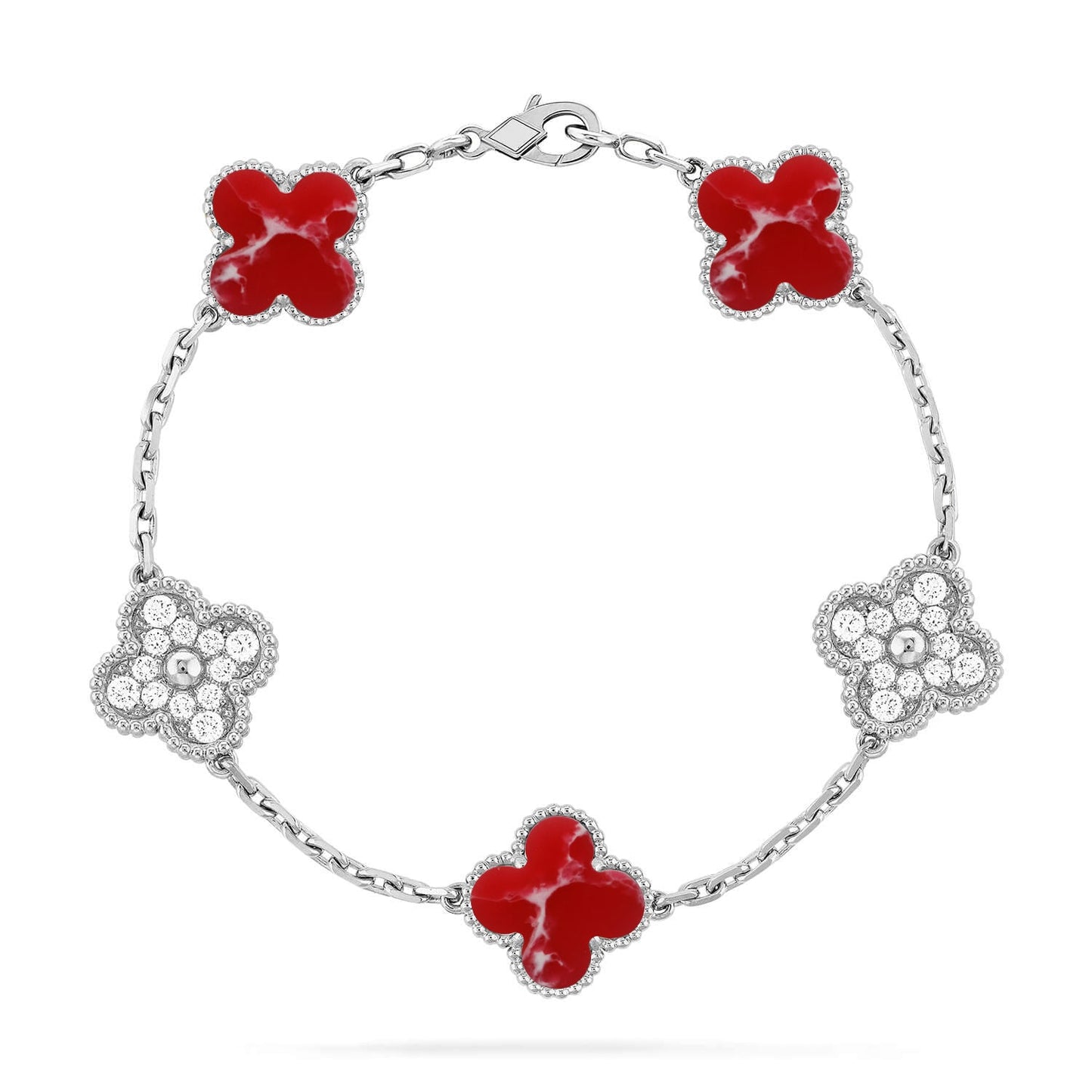 [Lira Jewelry]CLOVER 5 MOTIF RED PATTERN BRACELET COLLECTION