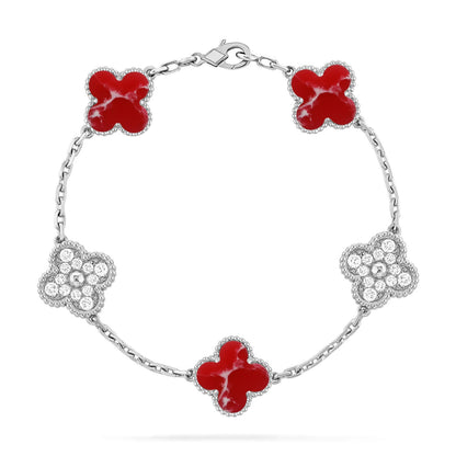 [Lira Jewelry]CLOVER 5 MOTIF RED PATTERN BRACELET COLLECTION