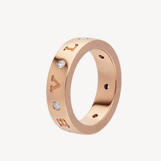 [Lira Jewelry]ZERO 1 ESSENTIAL PINK GOLD BAND WITH DIAMONDS RING