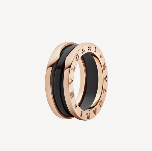 [Lira Jewelry]ZERO 1 TWO-BAND LOOPS AND BLACK CERAMIC PINK GOLD RING