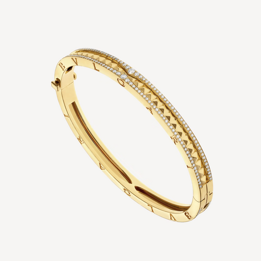 [Lira Jewelry]ZERO 1 SPIRAL AND PAVED DIAMOND GOLD BRACELET