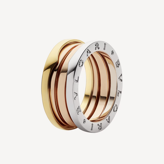 [Lira Jewelry]ZERO 1 THREE-BAND ROSE WHITE AND YELLOW RING