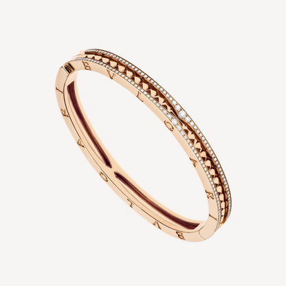 [Lira Jewelry]ZERO 1 SPIRAL AND PAVED DIAMOND PINK GOLD BRACELET