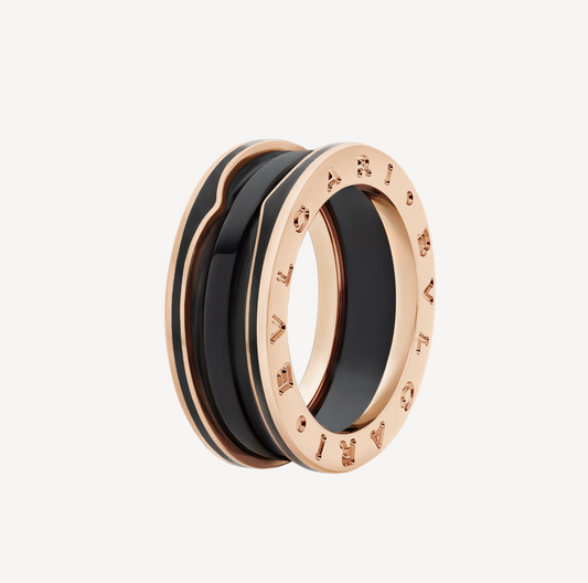 [Lira Jewelry]ZERO 1 TWO-BAND WITH MATTE BLACK CERAMIC PINK GOLD RING