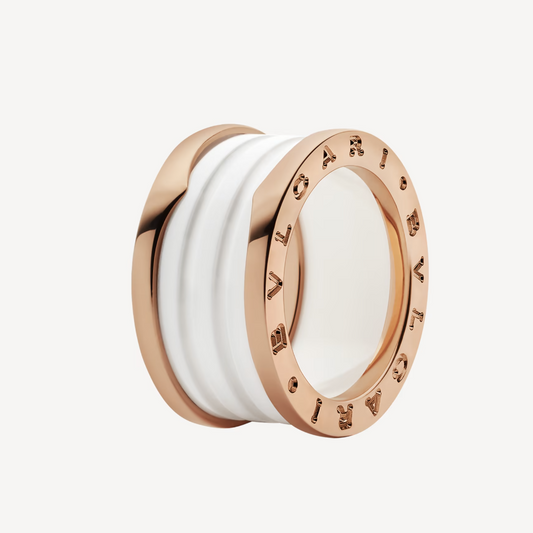 [Lira Jewelry]ZERO 1 FOUR-BAND LOOPS AND WHITE CERAMIC SPIRAL PINK GOLD RING
