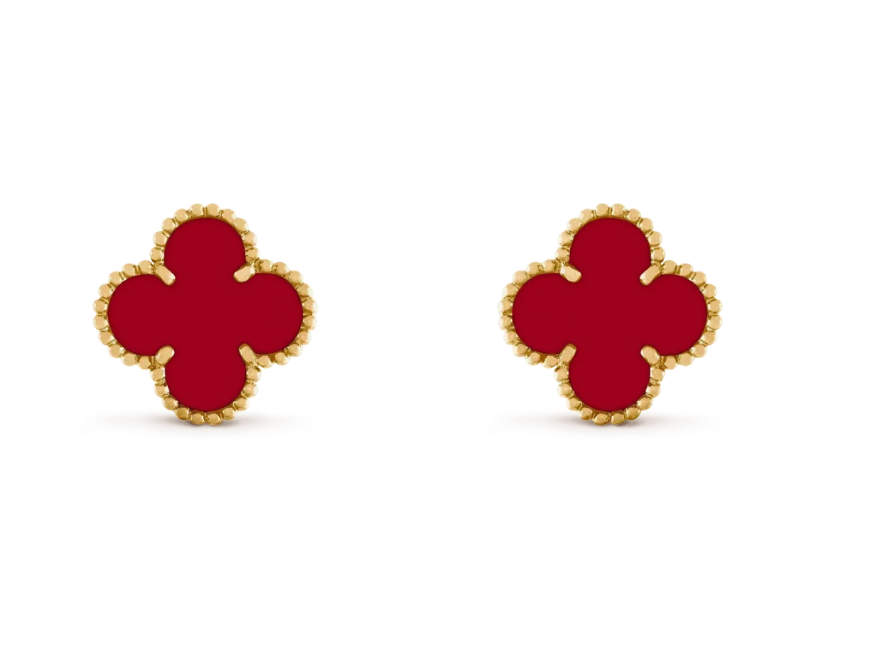 [Lira Jewelry] CLOVER 20MM RED AGATE EARRINGS