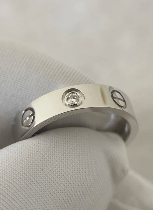 [Lira Jewelry]LOVE RING 4MM 1 DIAMOND SILVER