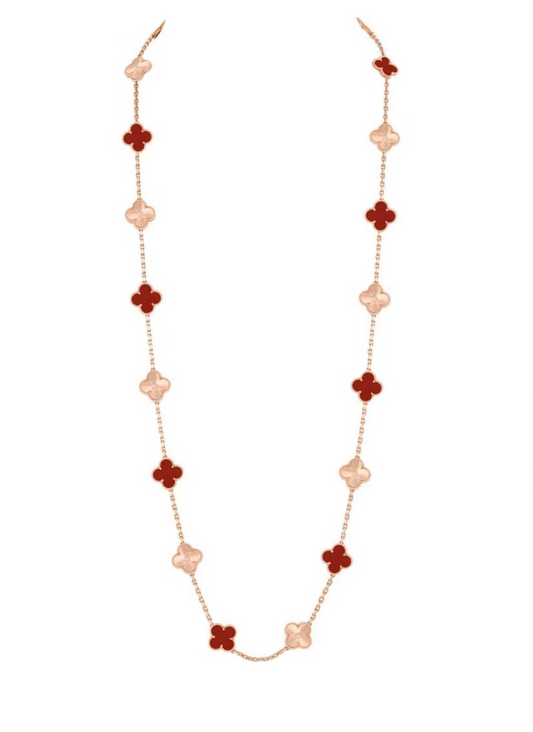 [Lira Jewelry]CLOVER 20 MOTIFS LASER CARNELIAN NECKLACE