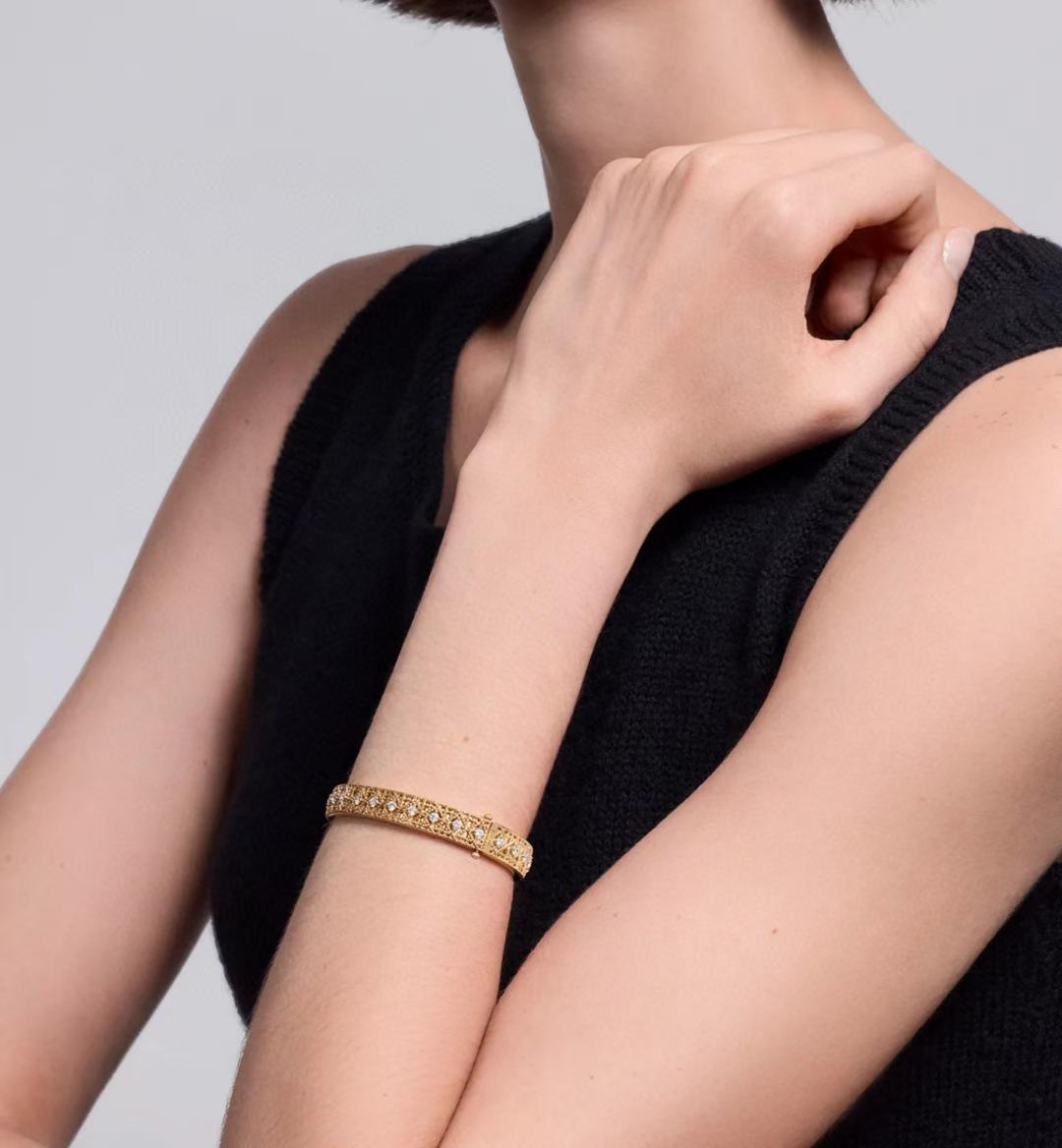 [Lira Jewelry]2026 WOVEN-PATTERN BRACELET SET WITH FULL DIAMOND INLAY THREE-COLORS