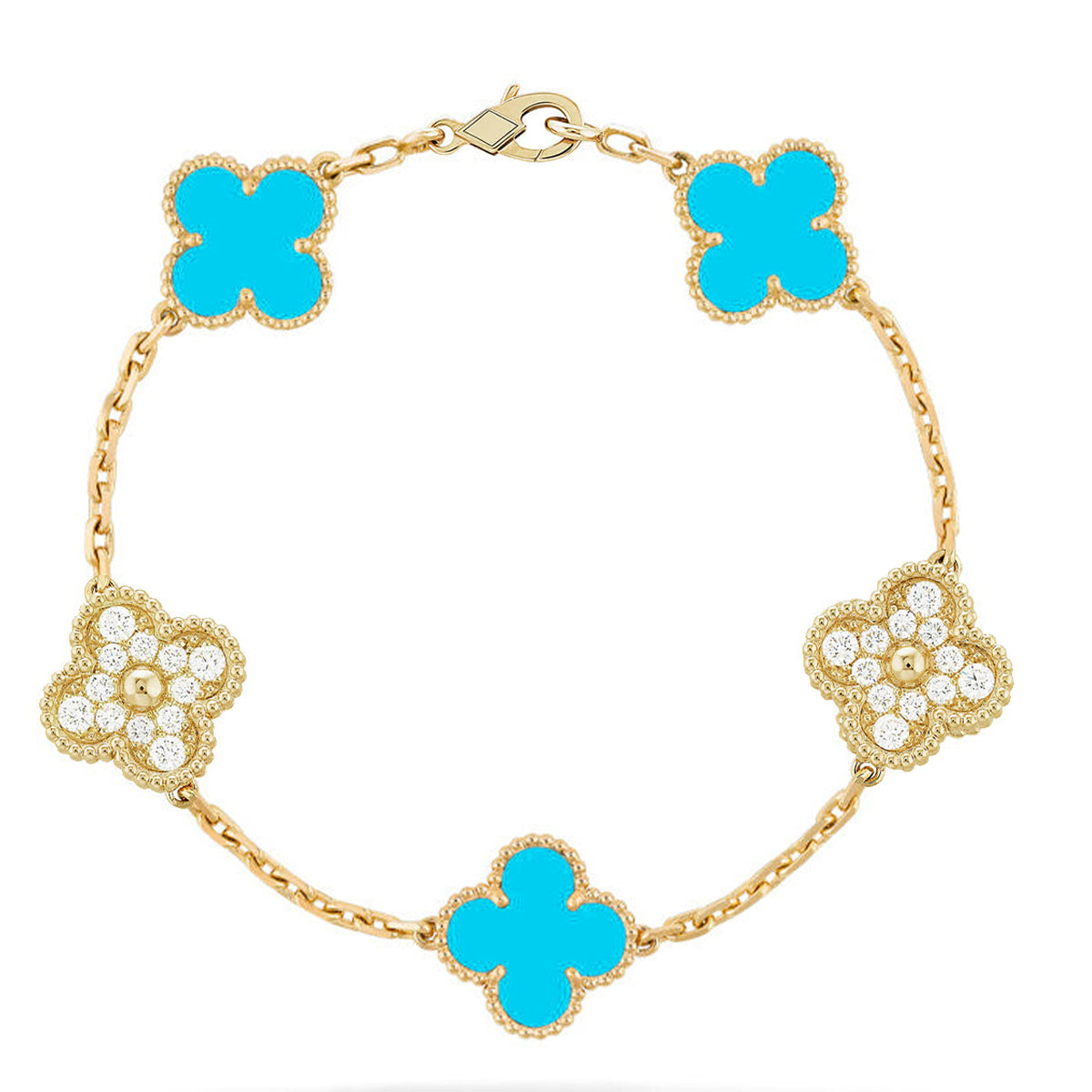 [Lira Jewelry] CLOVER 5 MOTIF TURQUOISE BRACELET COLLECTION