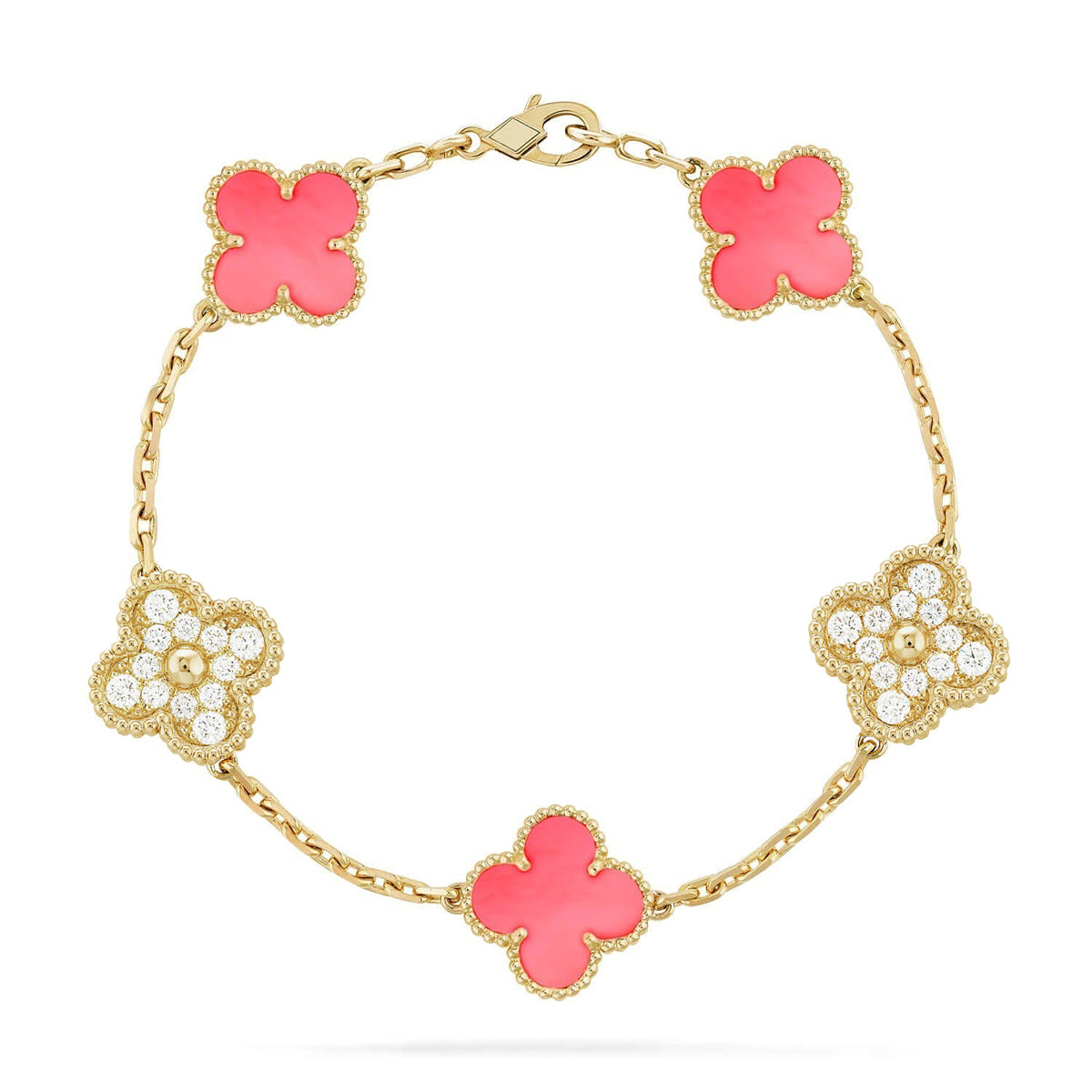 [Lira Jewelry] CLOVER 5 MOTIFS  PINK MOP BRACELET COLLECTION