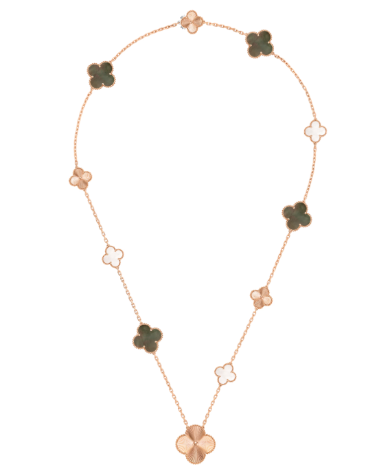 [Lira Jewelry]DETACHABLE CLOVER 15(11+4) FLOWER SILVER NECKLACE SET
