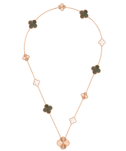 [Lira Jewelry]DETACHABLE CLOVER 15(11+4) FLOWER SILVER NECKLACE SET