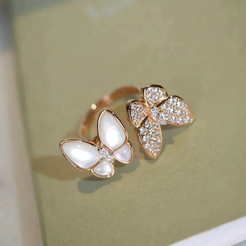 [Lira Jewelry]TWIN BUTTERFLY DIAMOND MOP RING