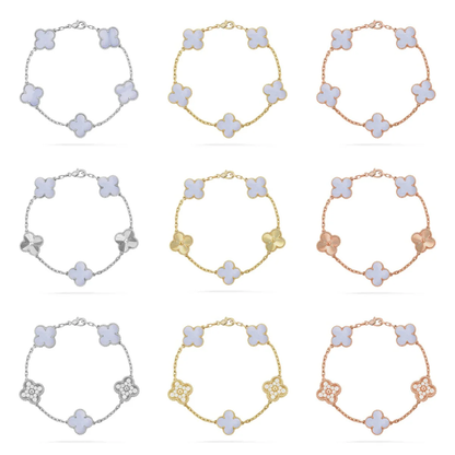 [Lira Jewelry] CLOVER 5 MOTIF PURPLE CHALCEDONY BRACELET COLLECTION