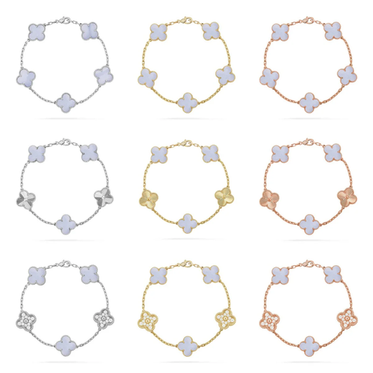 [Lira Jewelry] CLOVER 5 MOTIF PURPLE CHALCEDONY BRACELET COLLECTION