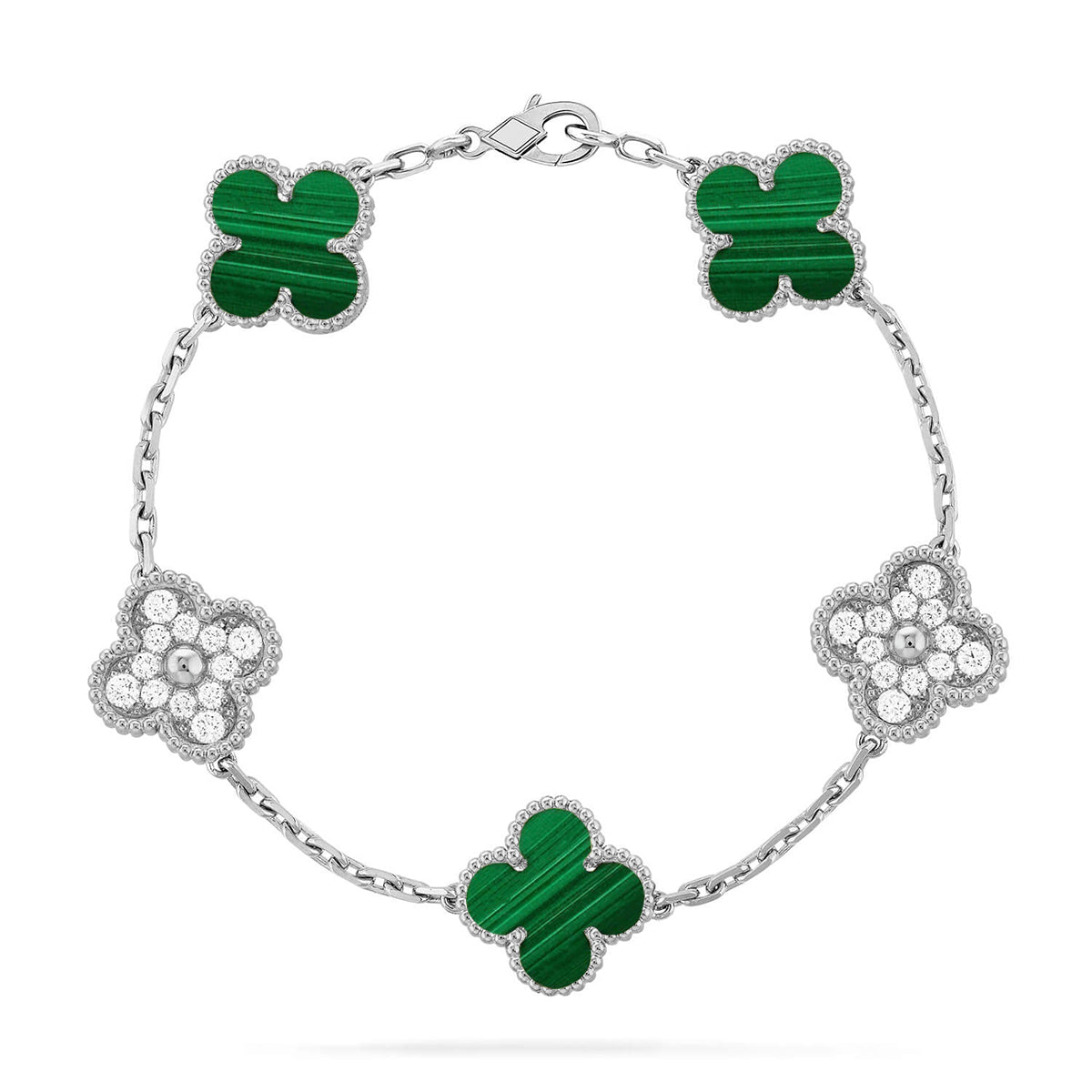 [Lira Jewelry] CLOVER 5 MOTIF MALACHITE BRACELET COLLECTION
