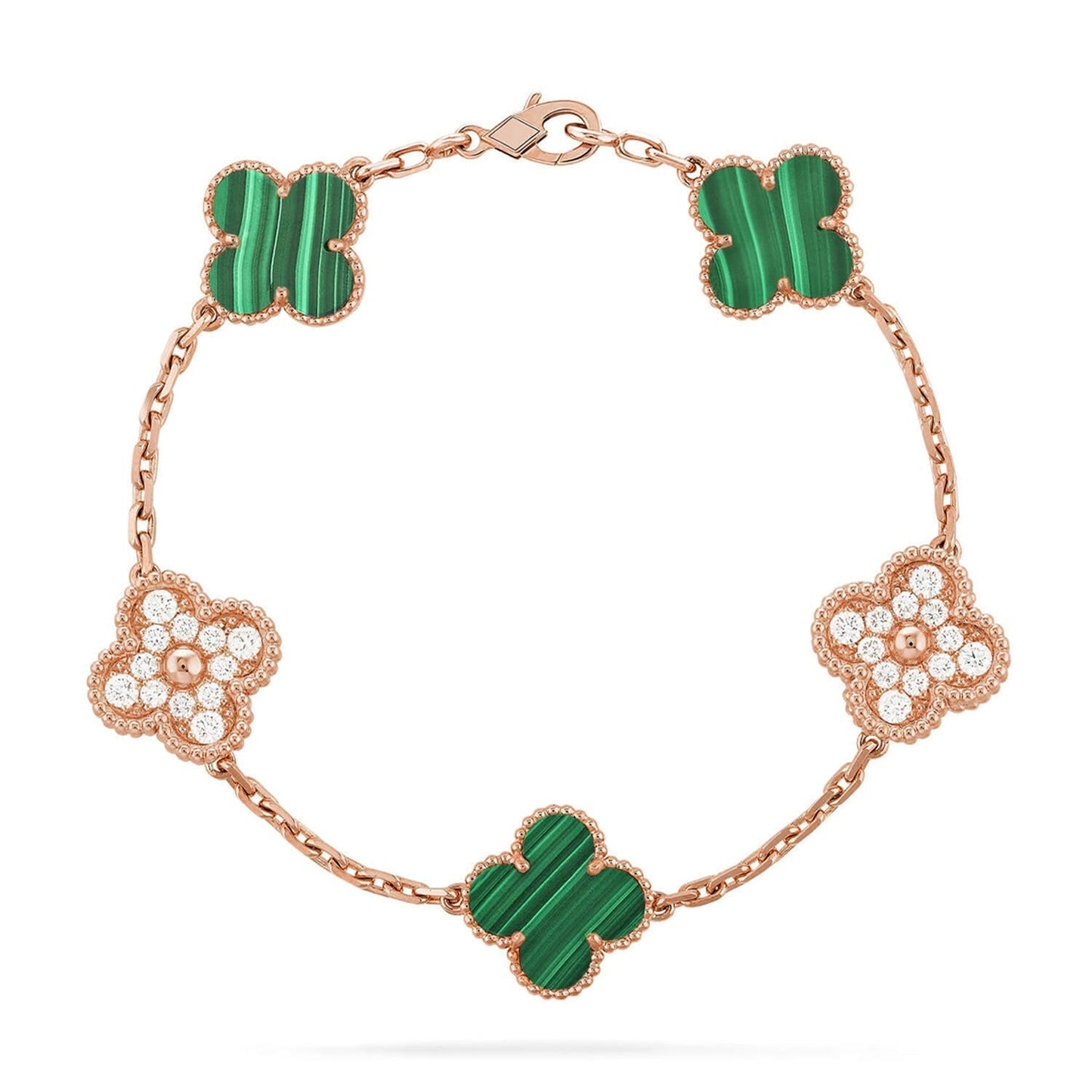 [Lira Jewelry] CLOVER 5 MOTIF MALACHITE BRACELET COLLECTION