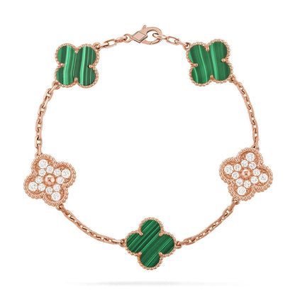 [Lira Jewelry] CLOVER 5 MOTIF MALACHITE BRACELET COLLECTION