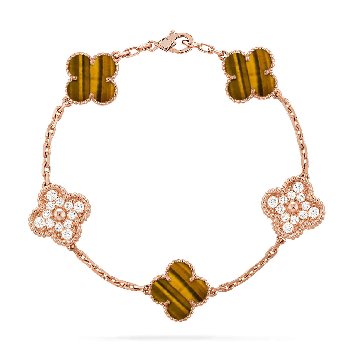 [Lira Jewelry] CLOVER 5 MOTIFS TIGER EYE BRACELET COLLECTION