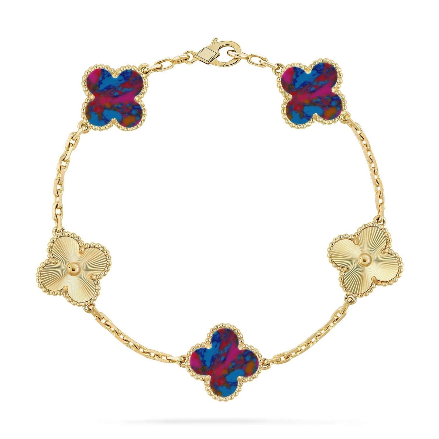 [Lira Jewelry]CLOVER 5 MOTIF COLOR GEMSTONES BRACELET COLLECTION