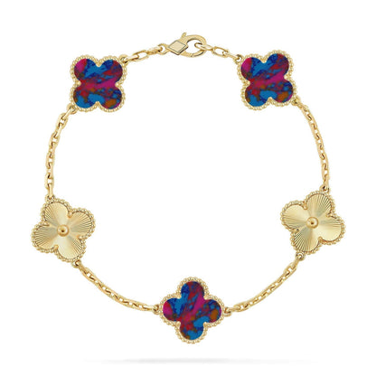 [Lira Jewelry]CLOVER 5 MOTIF COLOR GEMSTONES BRACELET COLLECTION