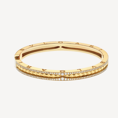[Lira Jewelry]ZERO 1 SPIRAL AND PAVED DIAMOND GOLD BRACELET