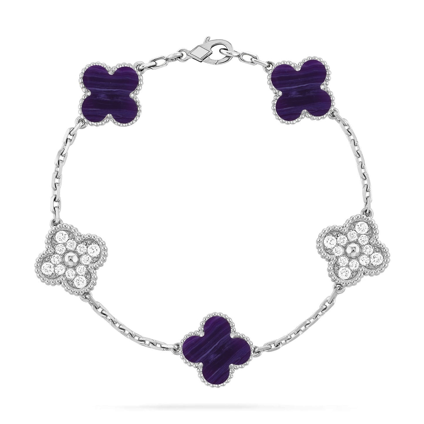 [Lira Jewelry]CLOVER 5 MOTIF PURPLE STRIPES BRACELET COLLECTION