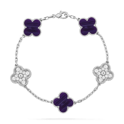 [Lira Jewelry]CLOVER 5 MOTIF PURPLE STRIPES BRACELET COLLECTION