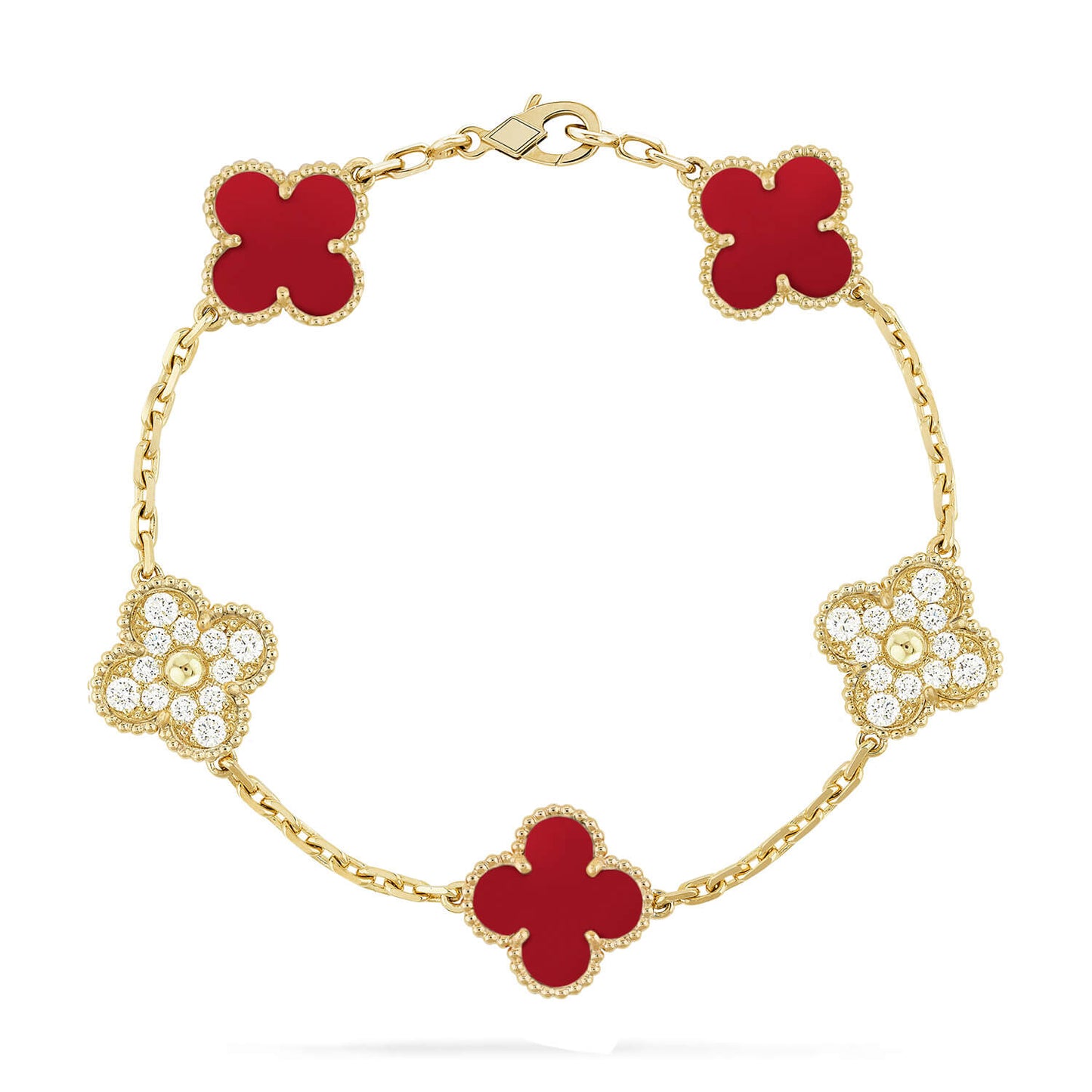 [Lira Jewelry] CLOVER 5 MOTIF RED CORNELIAN BRACELET COLLECTION