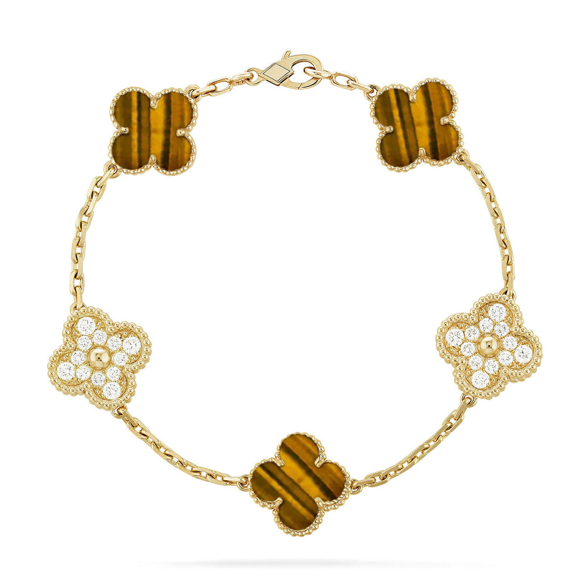 [Lira Jewelry] CLOVER 5 MOTIFS TIGER EYE BRACELET COLLECTION