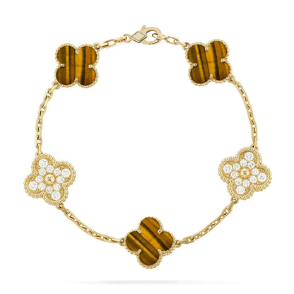 [Lira Jewelry] CLOVER 5 MOTIFS TIGER EYE BRACELET COLLECTION