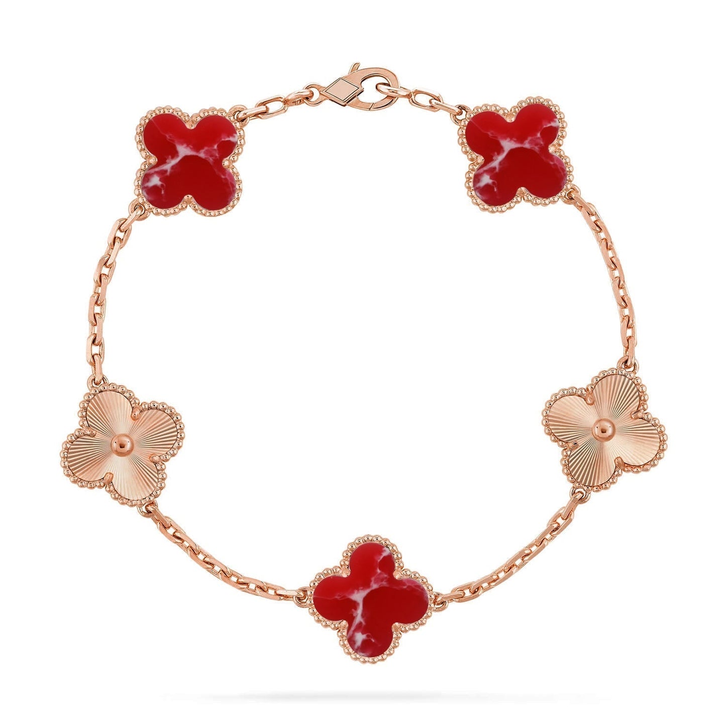 [Lira Jewelry]CLOVER 5 MOTIF RED PATTERN BRACELET COLLECTION
