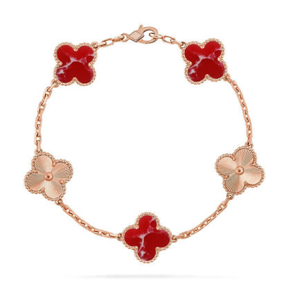 [Lira Jewelry]CLOVER 5 MOTIF RED PATTERN BRACELET COLLECTION