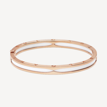 [Lira Jewelry]ZERO 1 PINK GOLD WITH WHITE CERAMIC BRACELET