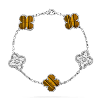 [Lira Jewelry] CLOVER 5 MOTIFS TIGER EYE BRACELET COLLECTION
