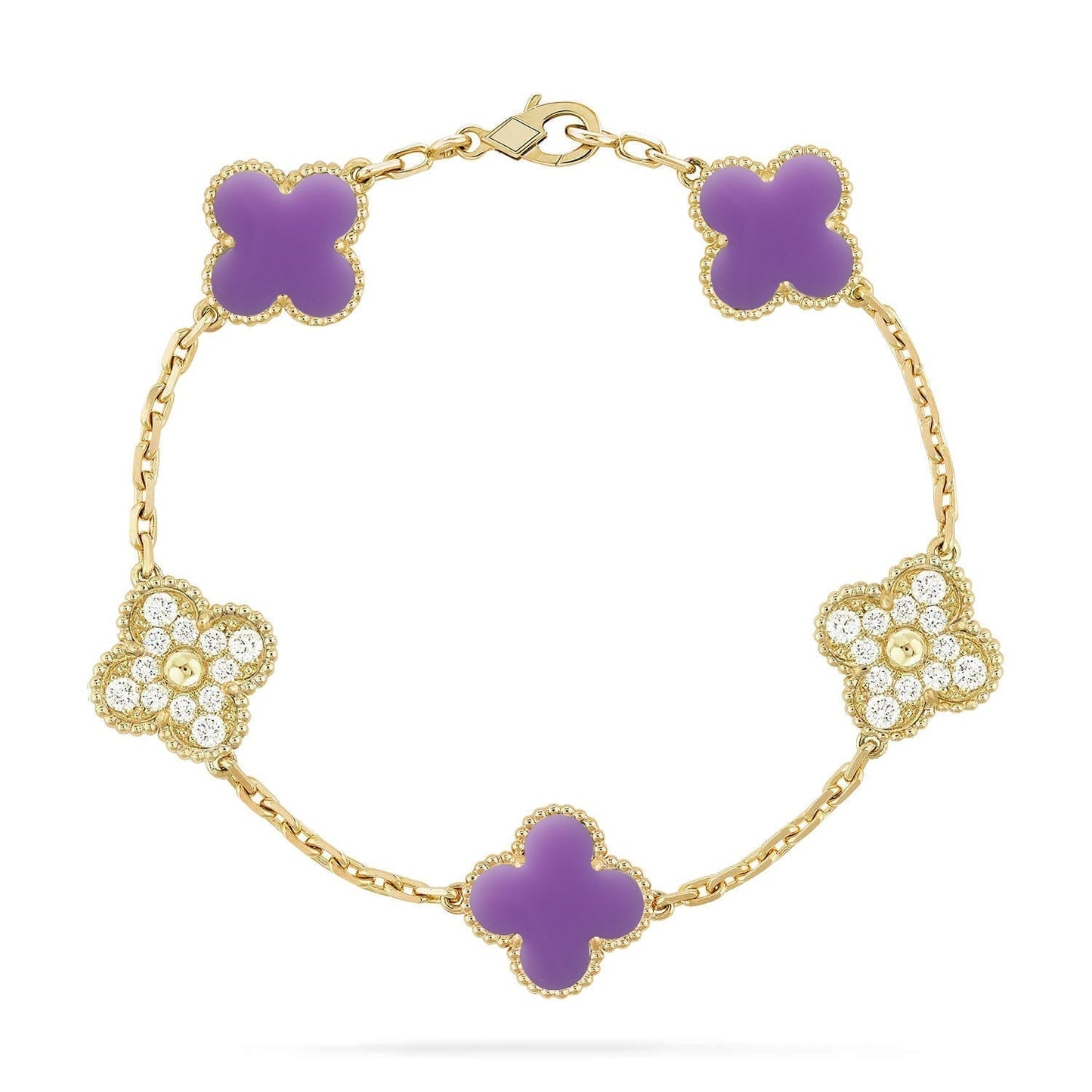 [Lira Jewelry]CLOVER 5 MOTIF LIGHT PURPLE BRACELET COLLECTION