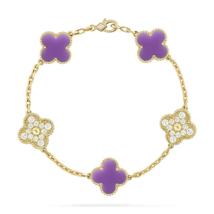 [Lira Jewelry]CLOVER 5 MOTIF LIGHT PURPLE BRACELET COLLECTION